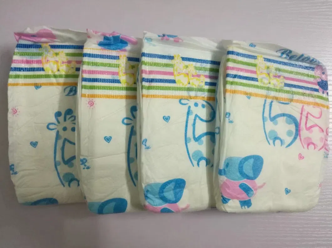 Cloth-Like Baby Diaper with Magic Tape and Blue Adl in The Middle